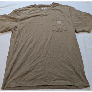 Carhartt K87 Pocket T Shirt Mens Large Brown Loose Fit Workwear Heavyweight Tee